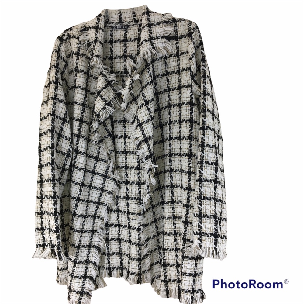 SHEIN Plaid Checked Open Jacket Size Large